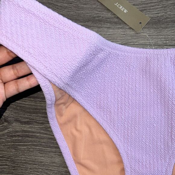 J.CREW Textured Cheeky Bikini Bottom XL High Cut Curved-Waist Light Purple NWT - Picture 3 of 6